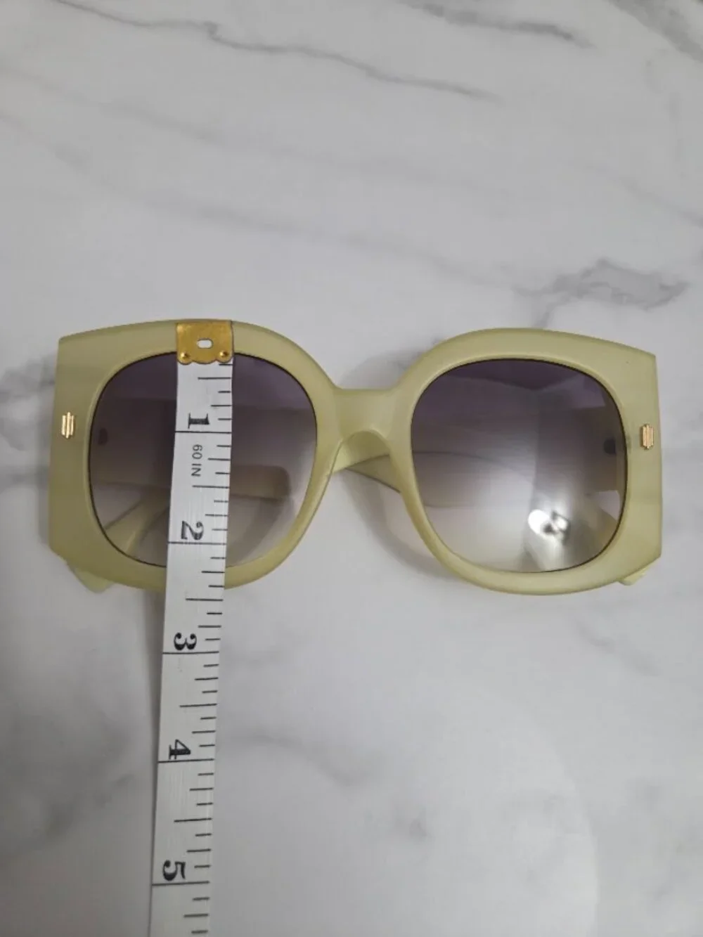 Oversized Square Sunglasses Pastel Lime Green Yellow Frame Gradient Lens - Picture 13 of 13